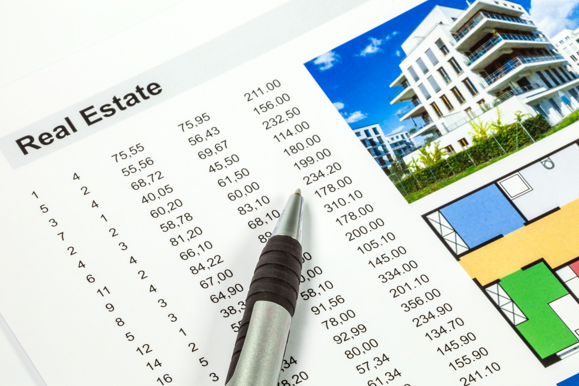 Folder with real estate data and photos